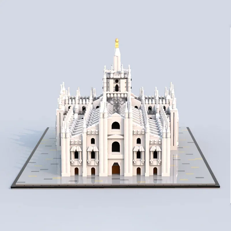 Modelo de vista de rua moc blocos de construção modular milão catedral modelo tecnologia tijolo modular diy montagem brinquedo construção presentes