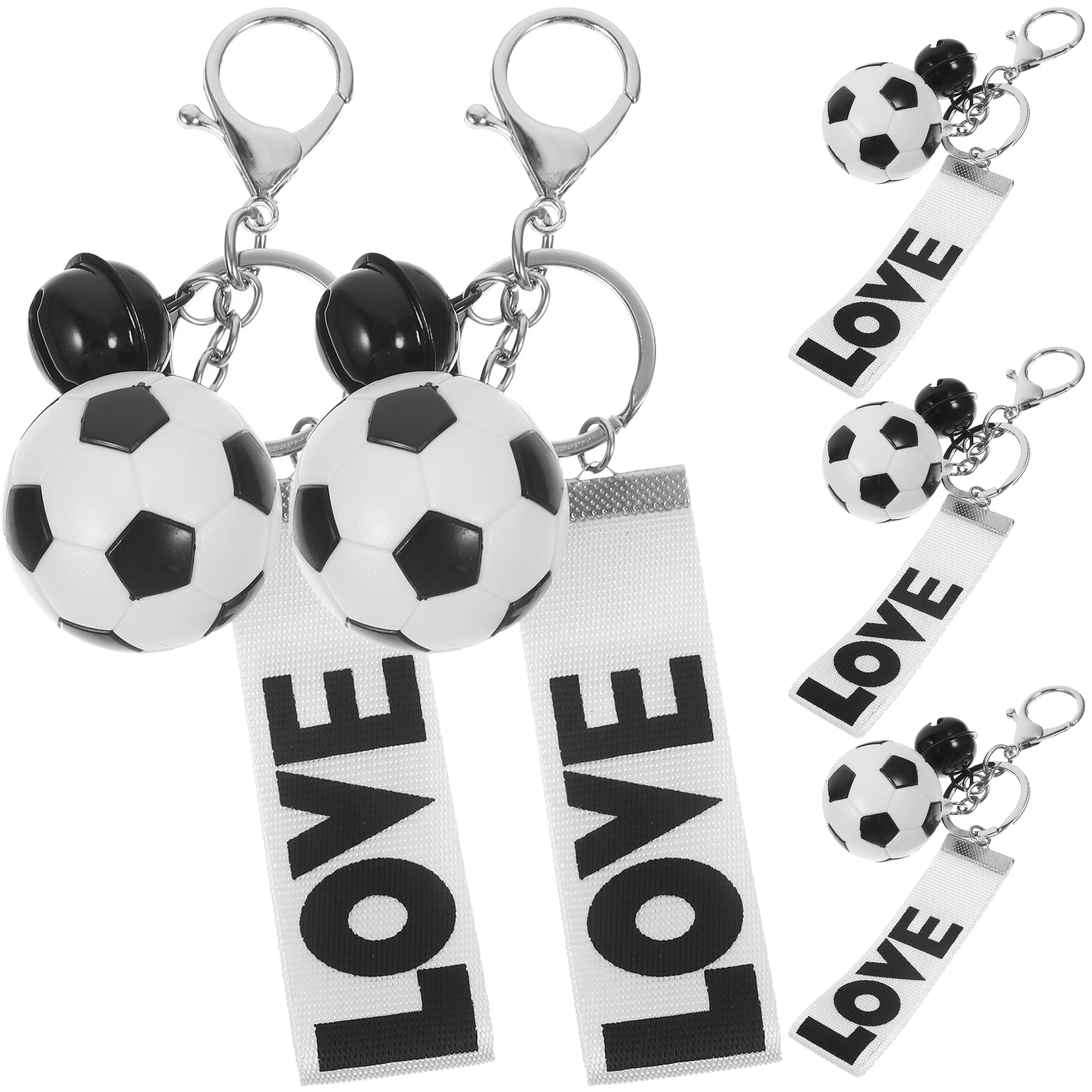 

5pcs Football Key Rings Soccer Keychains Sports Fans Gift Decorative Key Holder For Car Bag Man Woman Black Red Blue Yellow