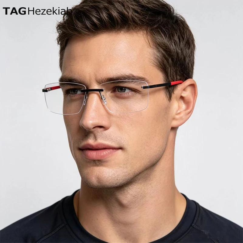 Men Titanium Glasses Frame Ultralight Square Optical Prescription Eyeglasses Business Spectacles 0382