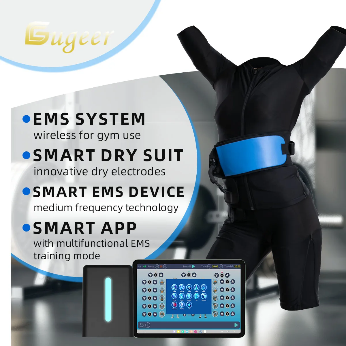 

Wireless 20 Minutes EMS Fitness Workout Replaceable EMS Dry Suit for Muscle Stimulation