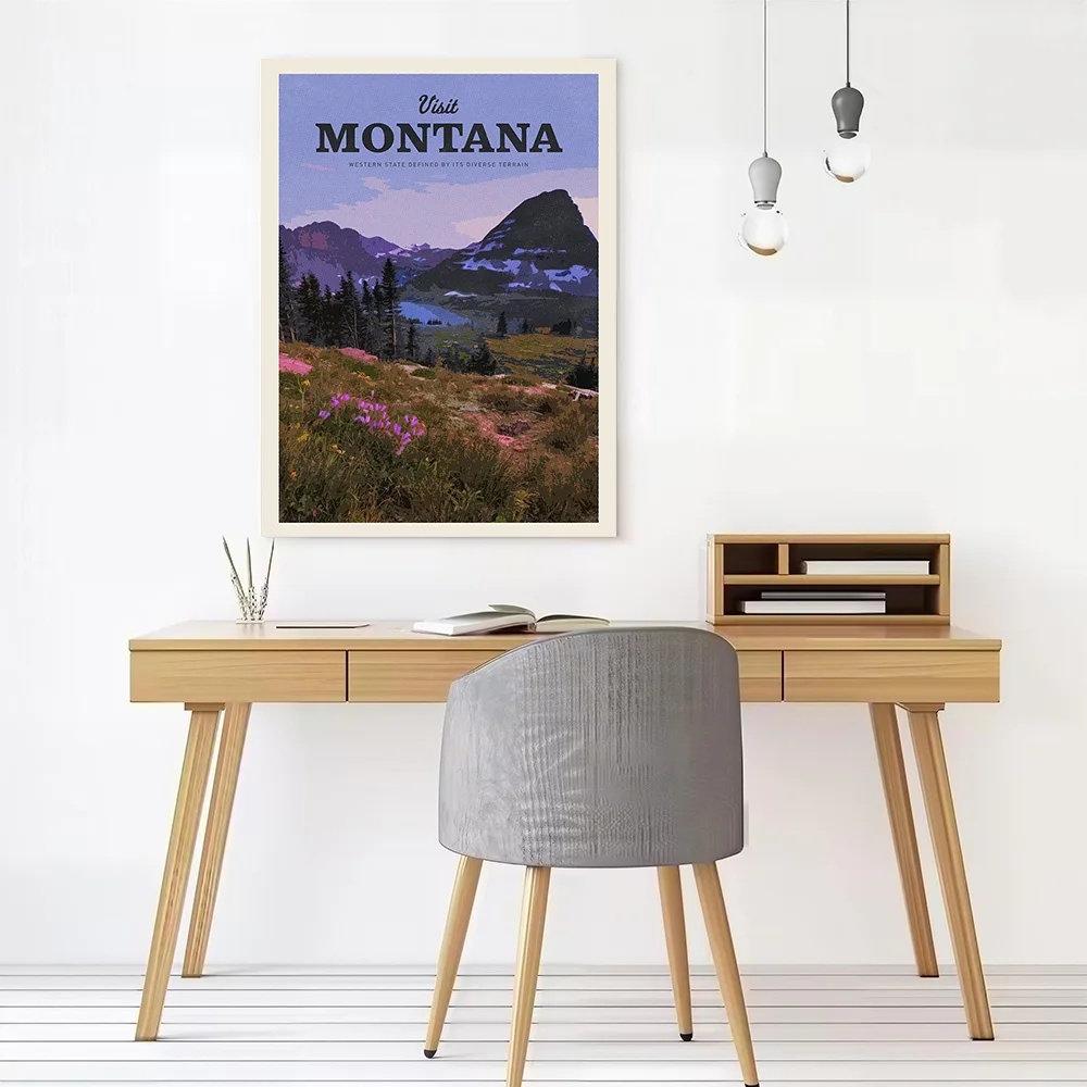 Visit Montana Canvas Poster Wall Art Customizable High Quality Printed Picture for Modern Home Decoration Ornaments Bedroom Room