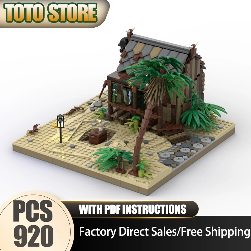 

Модель пиратской крепости Moc, строительные блоки, модель рыбацкой хаки, технология, город, вид на улицу, модель, подарок, сборка «сделай сам», праздничная игрушка