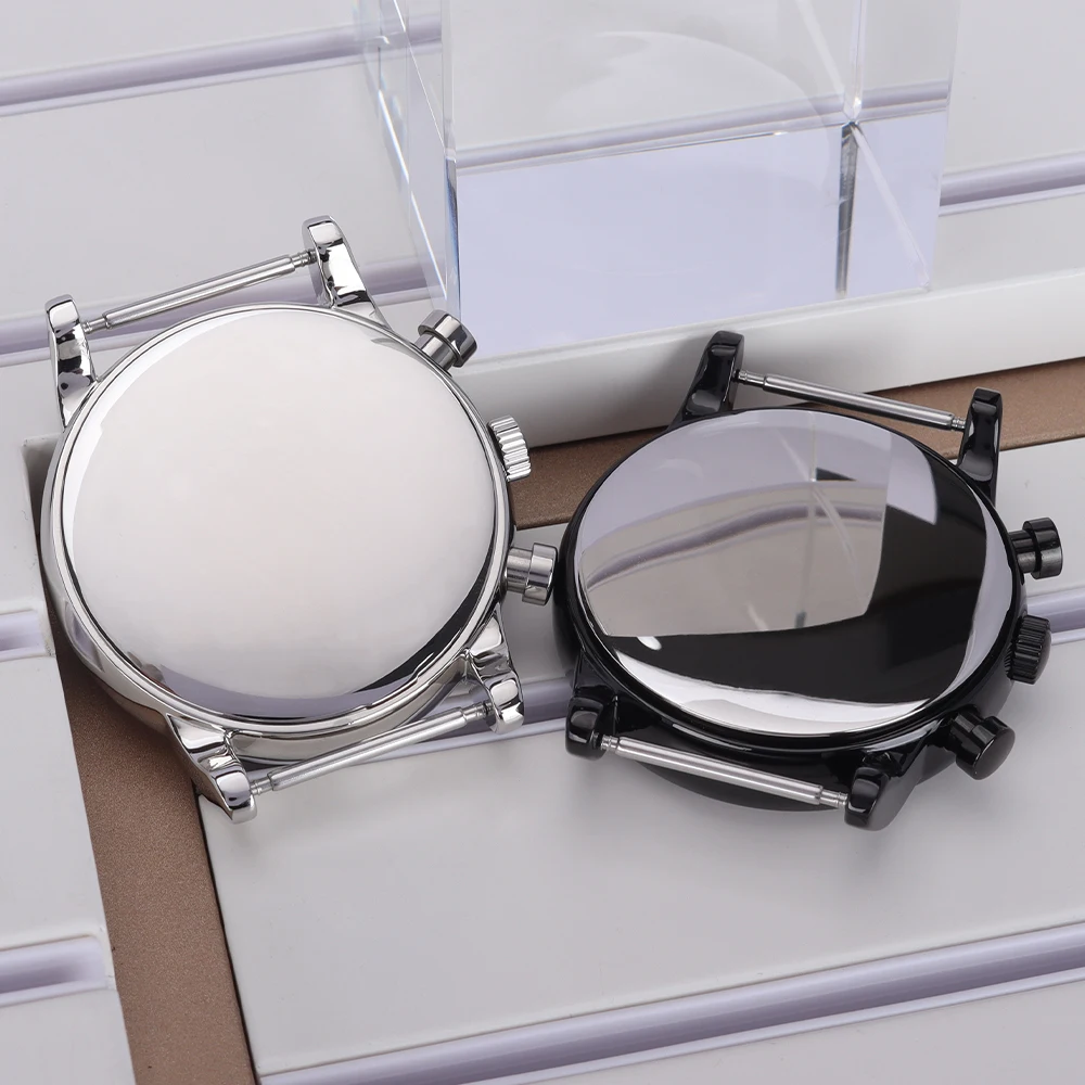 43 مللي متر ساعات رجالي 316L أجزاء الفولاذ المقاوم للصدأ لحركة JS25 الفضة/الأسود ساعة اكسسوارات مقاومة للماء 36.5 مللي متر الهاتفي