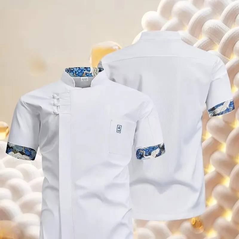 White Chef Uniform Short Sleeve Restaurant Hotel Kitchen Jackets Man Women Work Clothing Chef's Coat Shirt Bakery Cook Costume