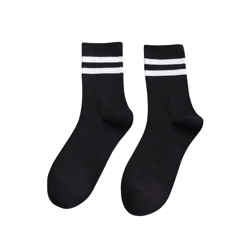 

Мужские и женские носки средней длины в черно-белую полоску на осень и зиму, впитывающие пот, дышащие, удобные, mois