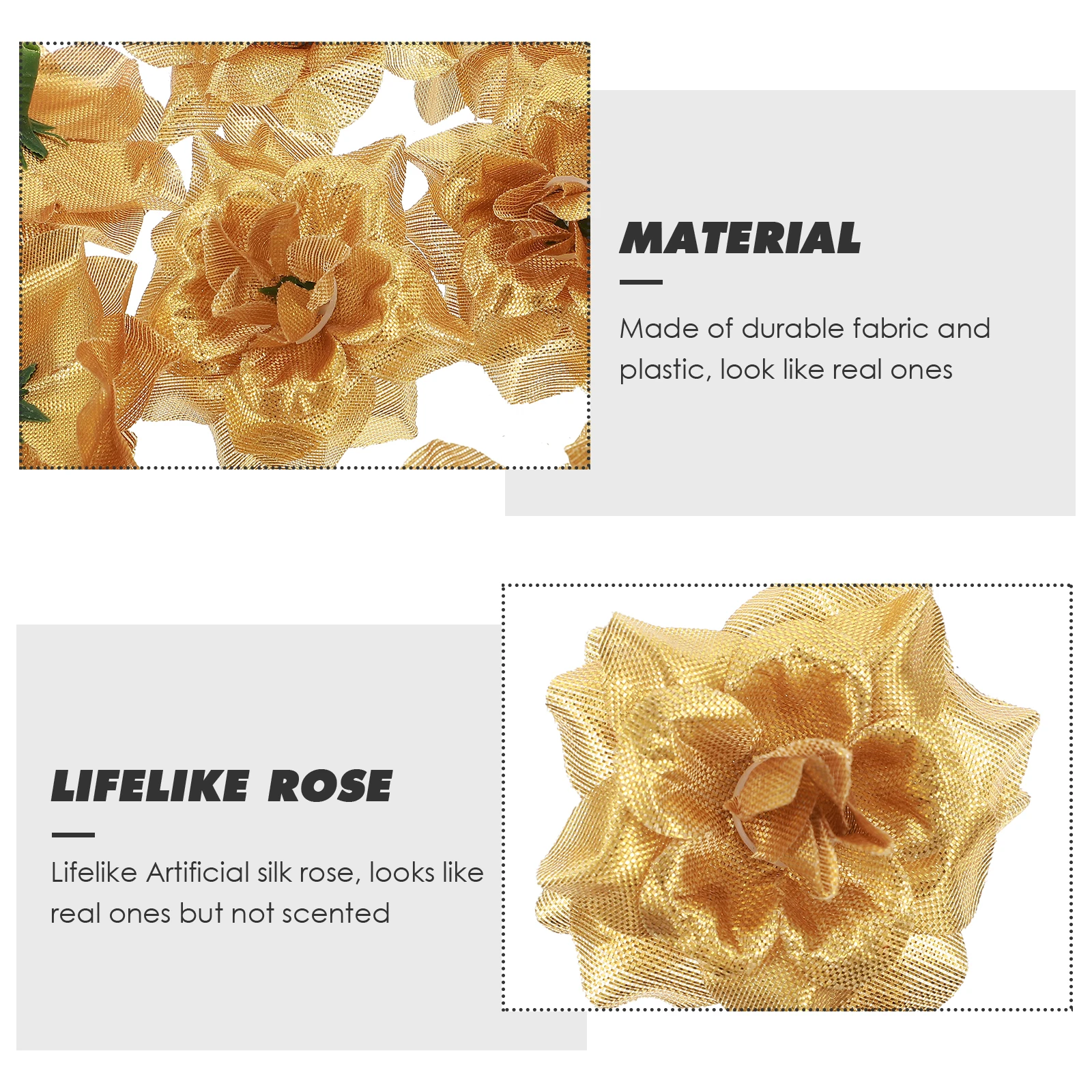 

50pcs Artificial Rose Flower Golden 4.5X3Cm Lifelike Silk Rose For Wedding Christmas Party Hat Clothes Embellishment Craft