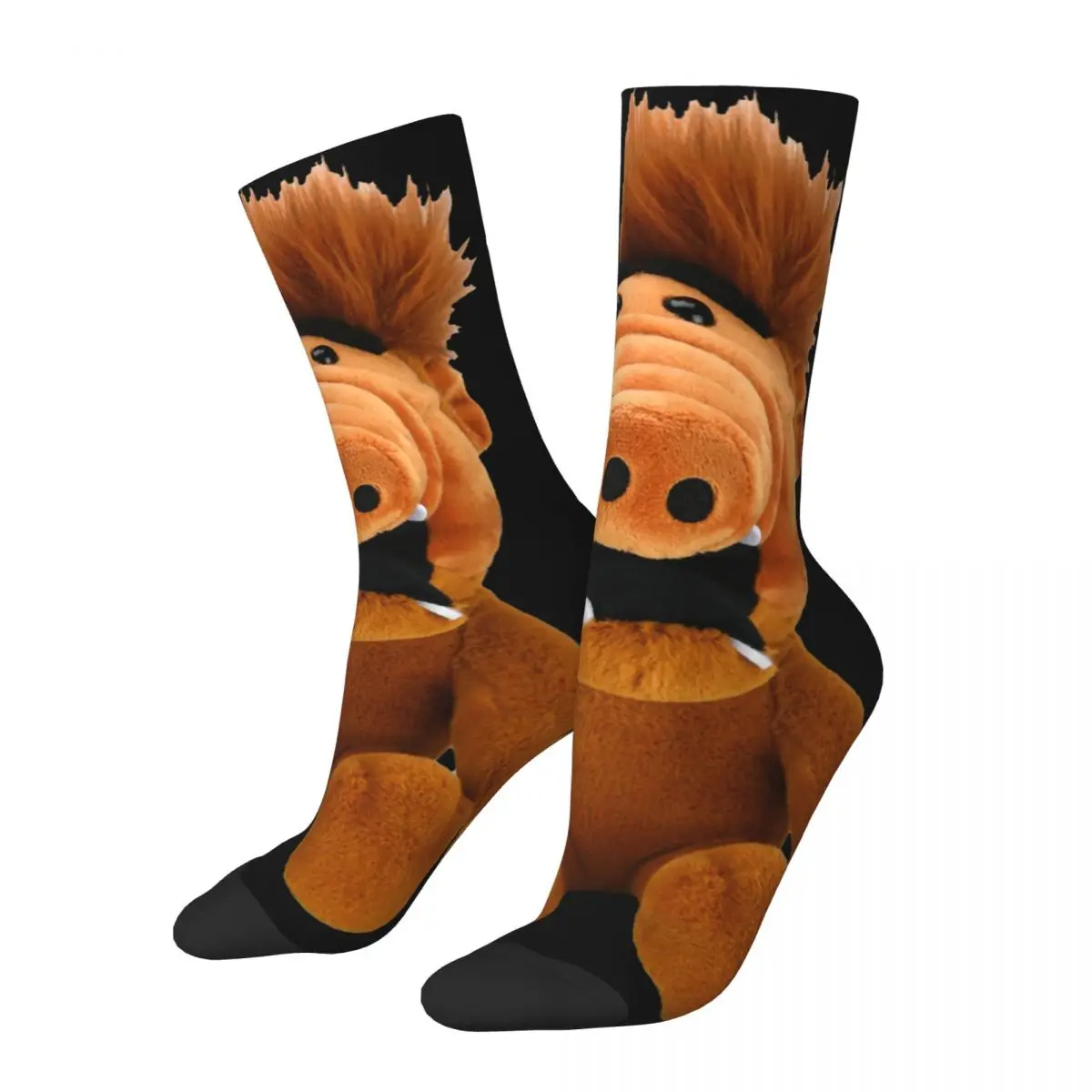 Toy Men's Socks Retro Harajuku A-ALF Street Style Novelty Seamless Crew Sock