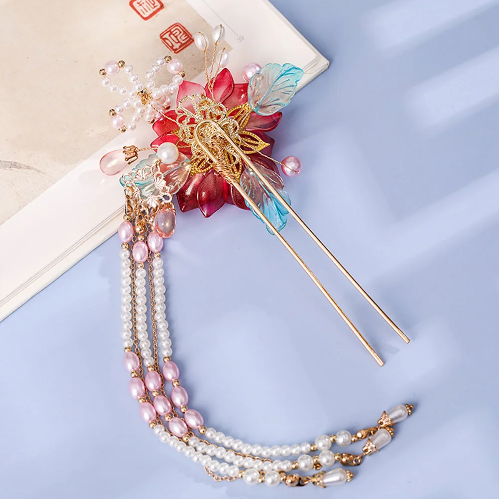 

Retro Tassel Stick For Women Flower Metal Hairpin Chinese Fork Hair Bun Pin Long Styling Tool Hair Accessories Decoration
