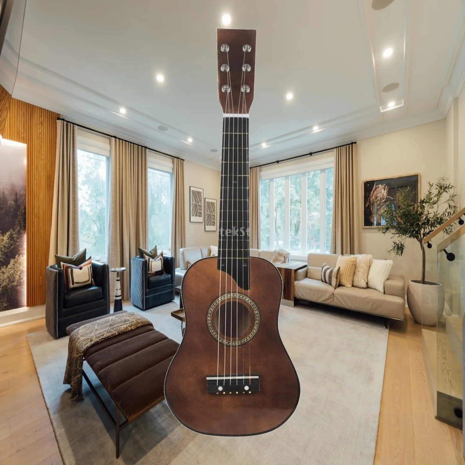 Small Guitar Lightweight 6-String Guitar Stringed Instrument Easy-Play Natural for Beginners, Home Practice, Music Lessons
