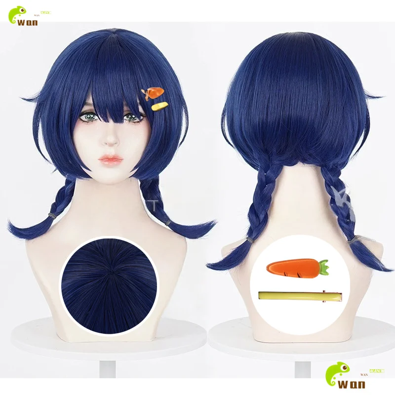 Xiangling парики для косплея 45 см темно-синие парики термостойкие синтетические волосы фонарь Rite Xiangling аниме Cos шапочка для парика