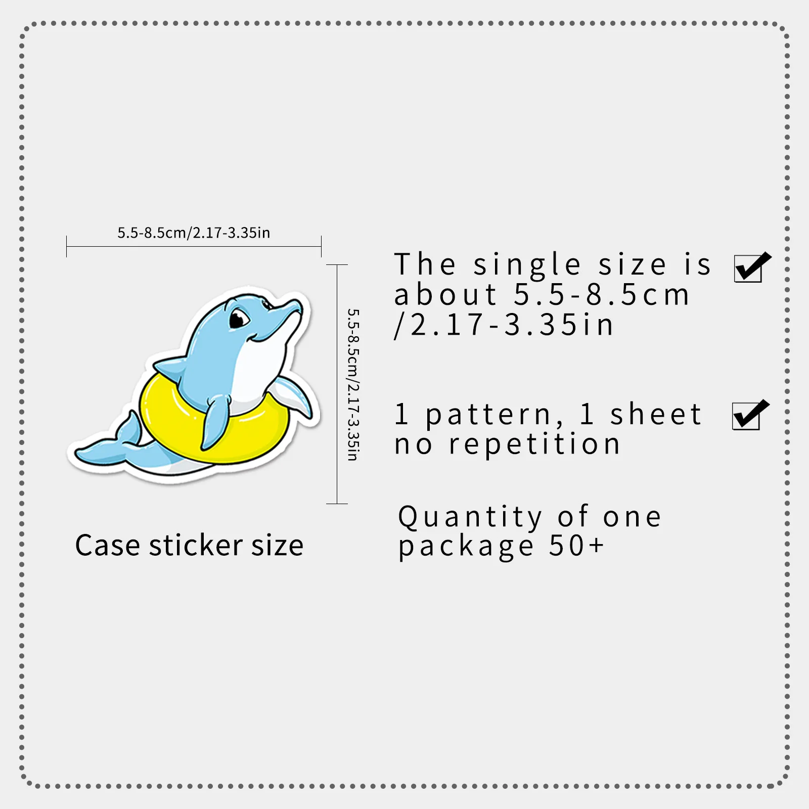 50Pcs Cartoon Dolphin Graffiti Stickers Marine Animal Waterproof Vinyl Decals for Skateboard Phone Luggage Laptop Water Bottle