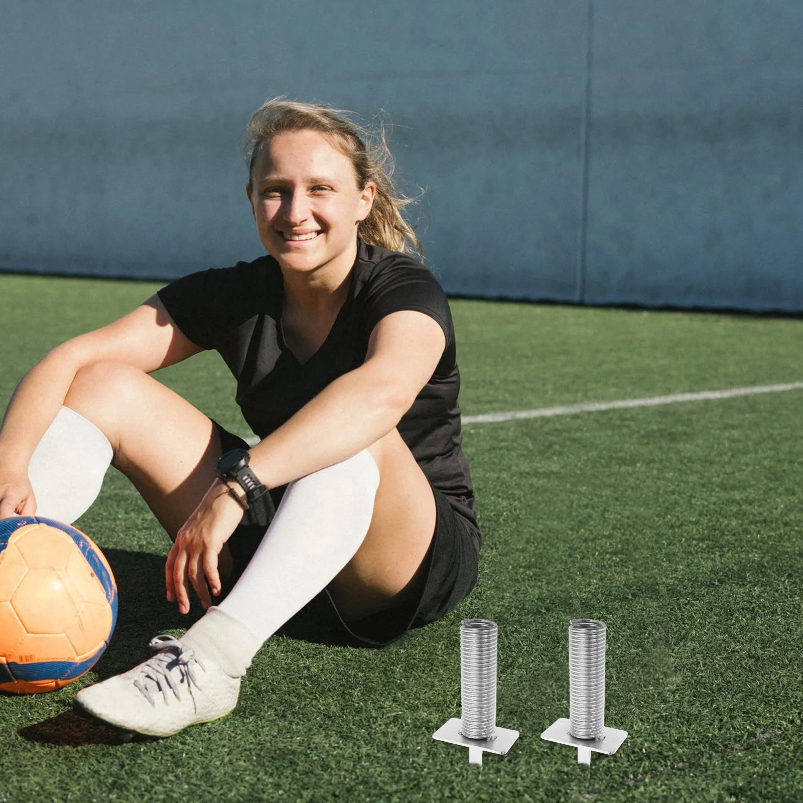 

2Pcs Soccer Training Ground Nail Heavy-Duty Iron Football Field Marker Spike for Corner Flags Stable Flagpole Base Agility