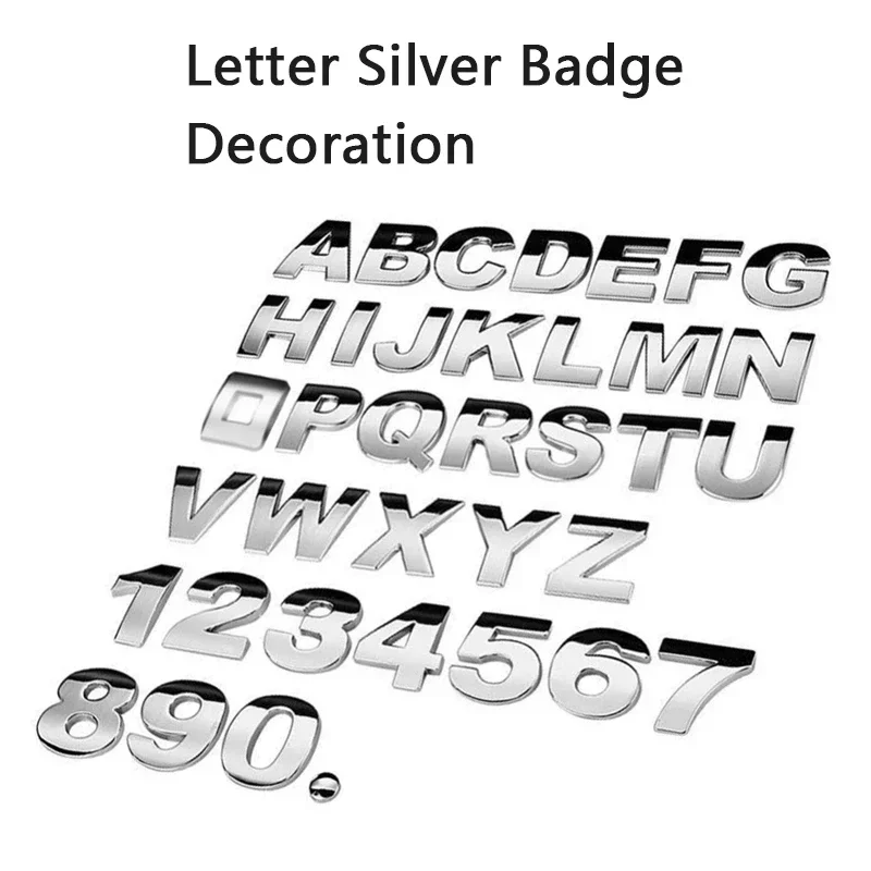 1Pc DIY 45mm 25mm 3D Metal  Letters Alphabet Emblem Numbers Chrome Labeling Car Sticker Digital Badge Accessories