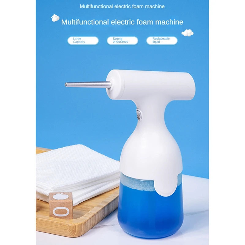 Dispensador de espuma eléctrico automático, pulverizador de lavado continuo inteligente para baño, espuma de champú, detergente, pulverizador de burbujas blanco, 1 Juego