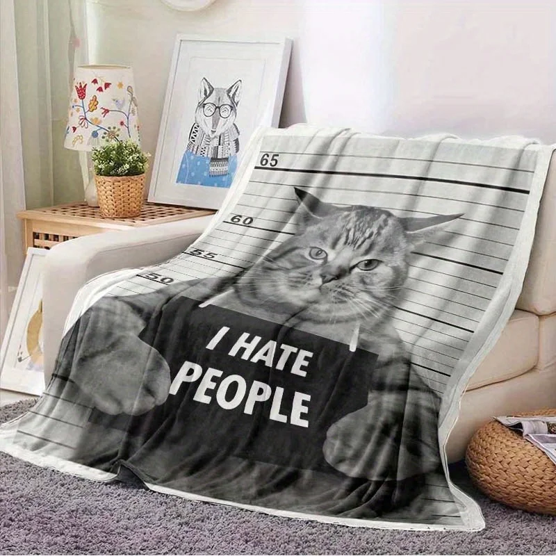 Pawsitive Vibes Flannel Throw Blanket Soft Cat Attitude Design All Season Cozy Comfort for Pet Lovers Gift