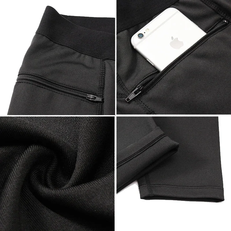 Pantalones de compresión para hombre, ropa deportiva de secado rápido, mallas para correr, Legging, entrenamiento físico, deporte de ciclismo, pantalones de Yoga con bolsillo con cremallera