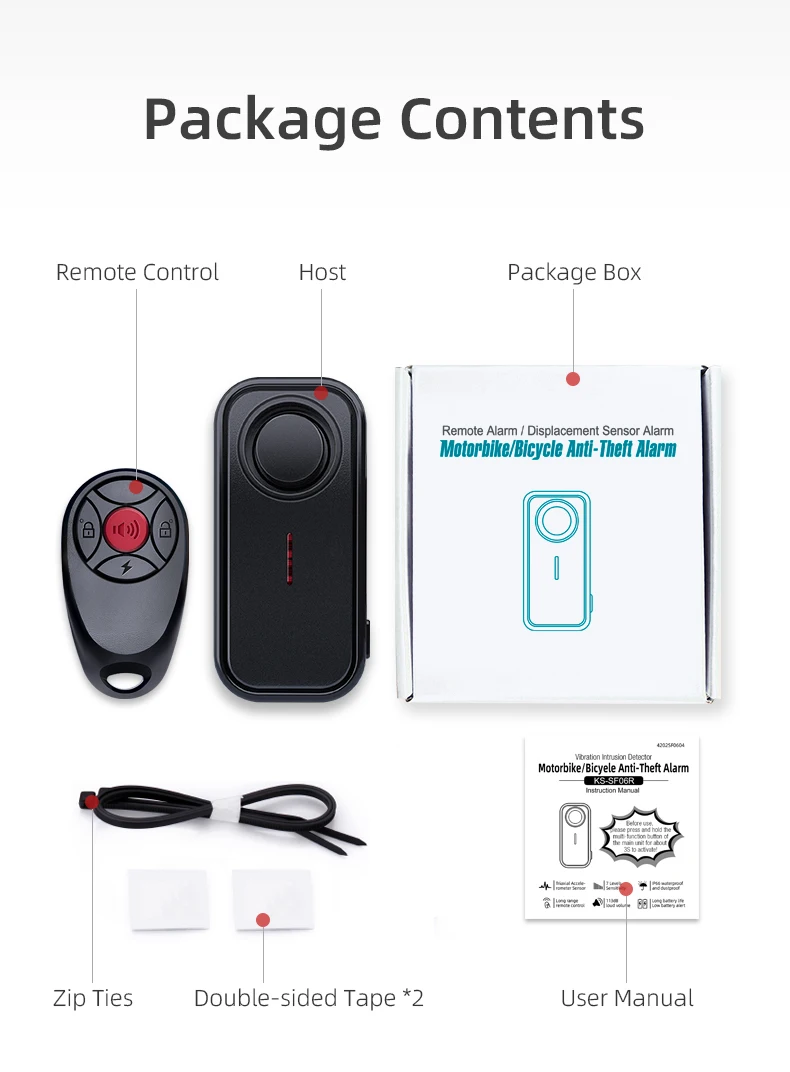 Allarme bicicletta Rilevatore di vibrazioni con telecomando senza fili Allarme impermeabile 113dB Antifurto Protezione di sicurezza domestica per moto