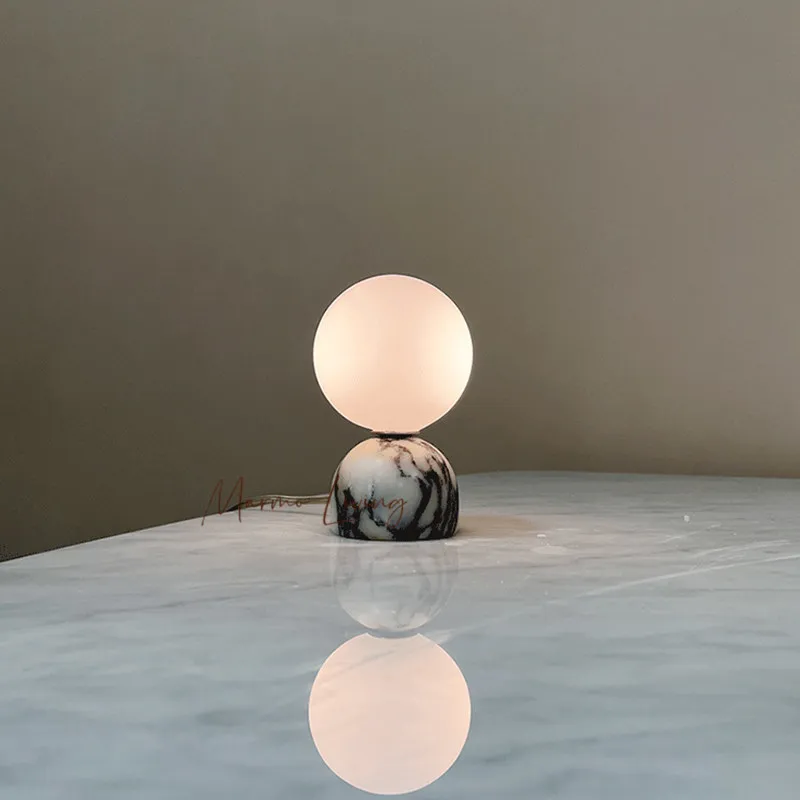 French Luxury Table Night Light Wabi Sabi Marble Lamp Creative Soft Decor Villa Atmosphere Candle Holder