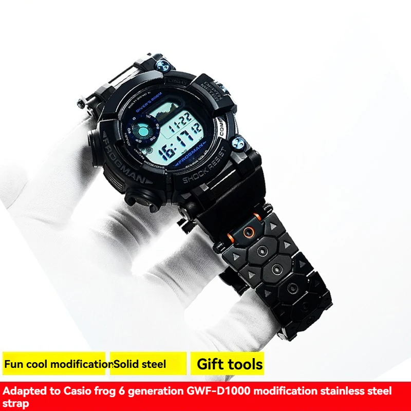 

For Casio G-SHOCK Sixth Generation Frogman Watch 3445 GWF-D1000B Modified Steel Strap Stainless Steel Bracelet Metal Wristband