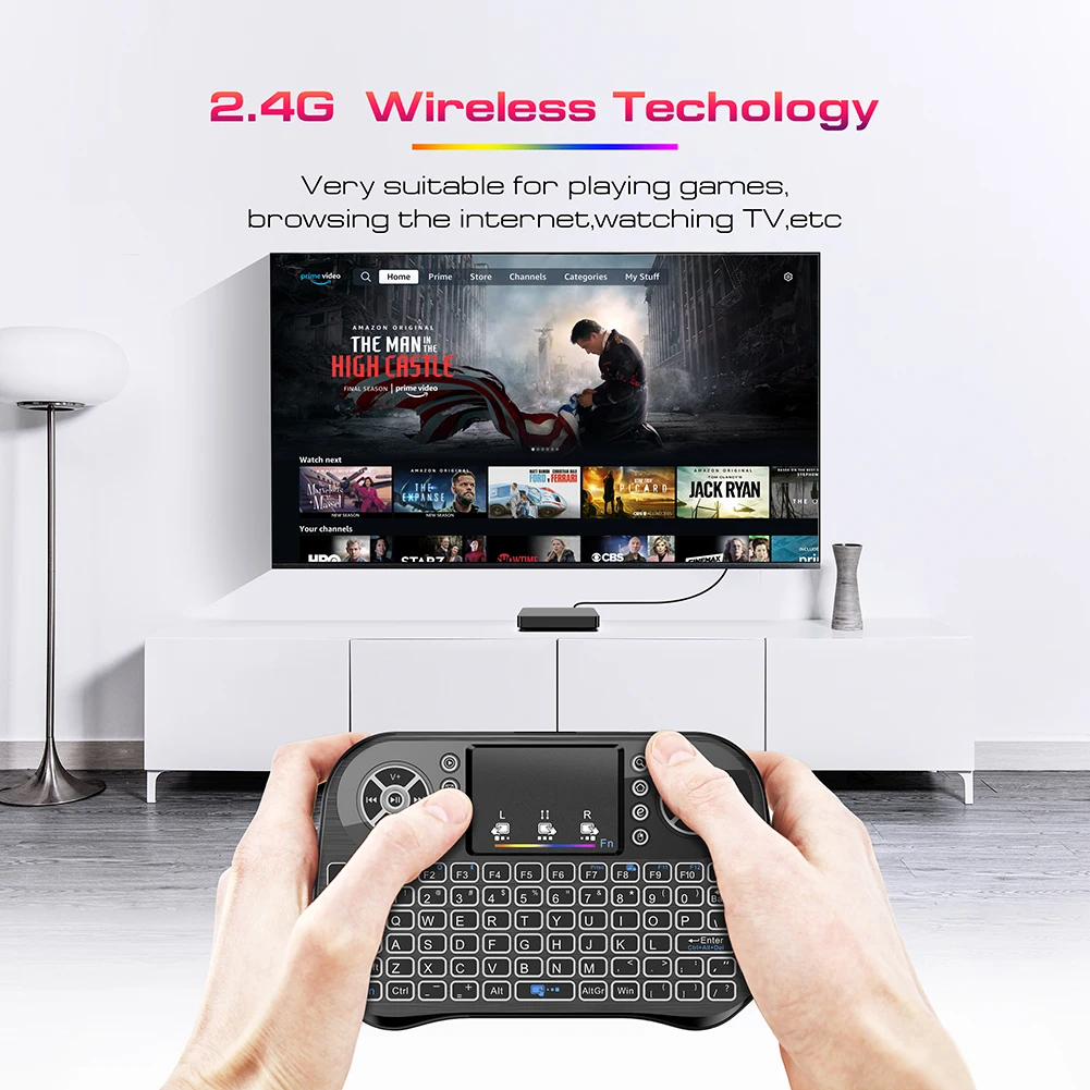 2.4G Air Mouse Keyboard 7 Color Backlit Keyboard Rechargeable Bluetooth-compatible Gamepad PC Laptop for ANDROID/WINDOWS/ OS