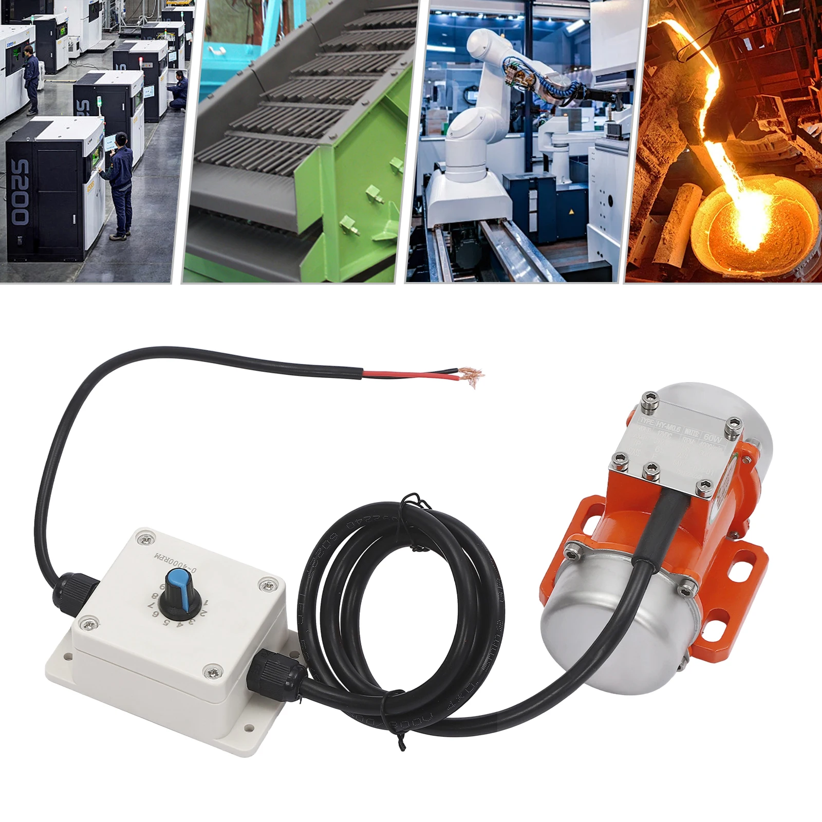 محرك اهتزاز كهربائي مع وحدة تحكم في السرعة 60 وات DC12V محرك عالي السرعة بدون فرشاة هزاز خرسانة صغير 4000 دورة في الدقيقة