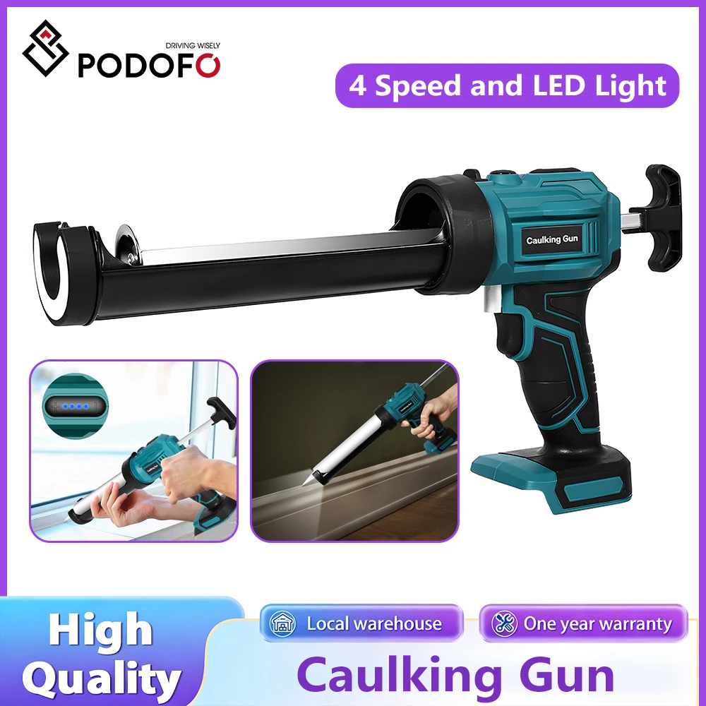 Pistola eléctrica inalámbrica de 4 velocidades para sellado de vidrio, puertas y ventanas, herramienta eléctrica para sellar vidrio, compatible con batería Makita de 18V