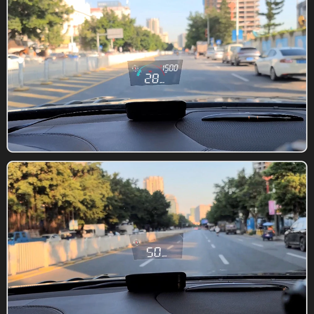 HUD numérique avec odomcirculation, affichage tête haute de voiture, écran de budgétaire, compteur de vitesse, alarme de survitesse, GPS numérique, écran LCD