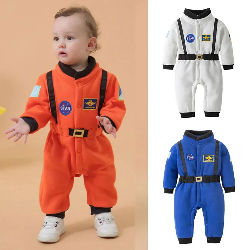 Baby Toddler Astronaut Cosplay Costume Embroidered Space Suit Party Jumpsuit Halloween Carnival Spring Autumn Long Sleeves