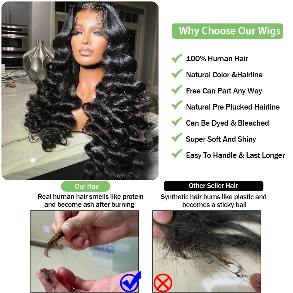 Loose Deep Wave Lace Frontal Wig Lace Front Human Hair Wigs For Women Glueless Human Wigs Loose Wave 13x6 HD Lace Frontal Wig