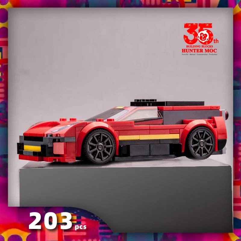 HtMoc 203pcs Moc Speed Champions Racer Cars City sports vehicle building blocks creative garage toys for boys