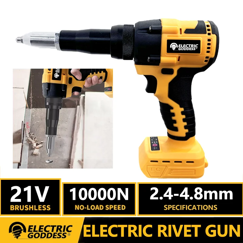 Electric Goddess 10000N Cordless Electric Nail Gun Brushless Rivet Gun Willow Nail Gun Woodworking Tool For Makita 18V Battery