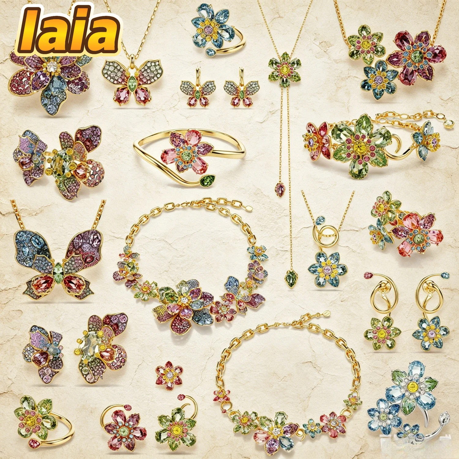Original 2026 New Flower Necklace For Women Butterfly Earrings Light Luxury Versatile Bracelet Niche Design Fine Jewelry Set
