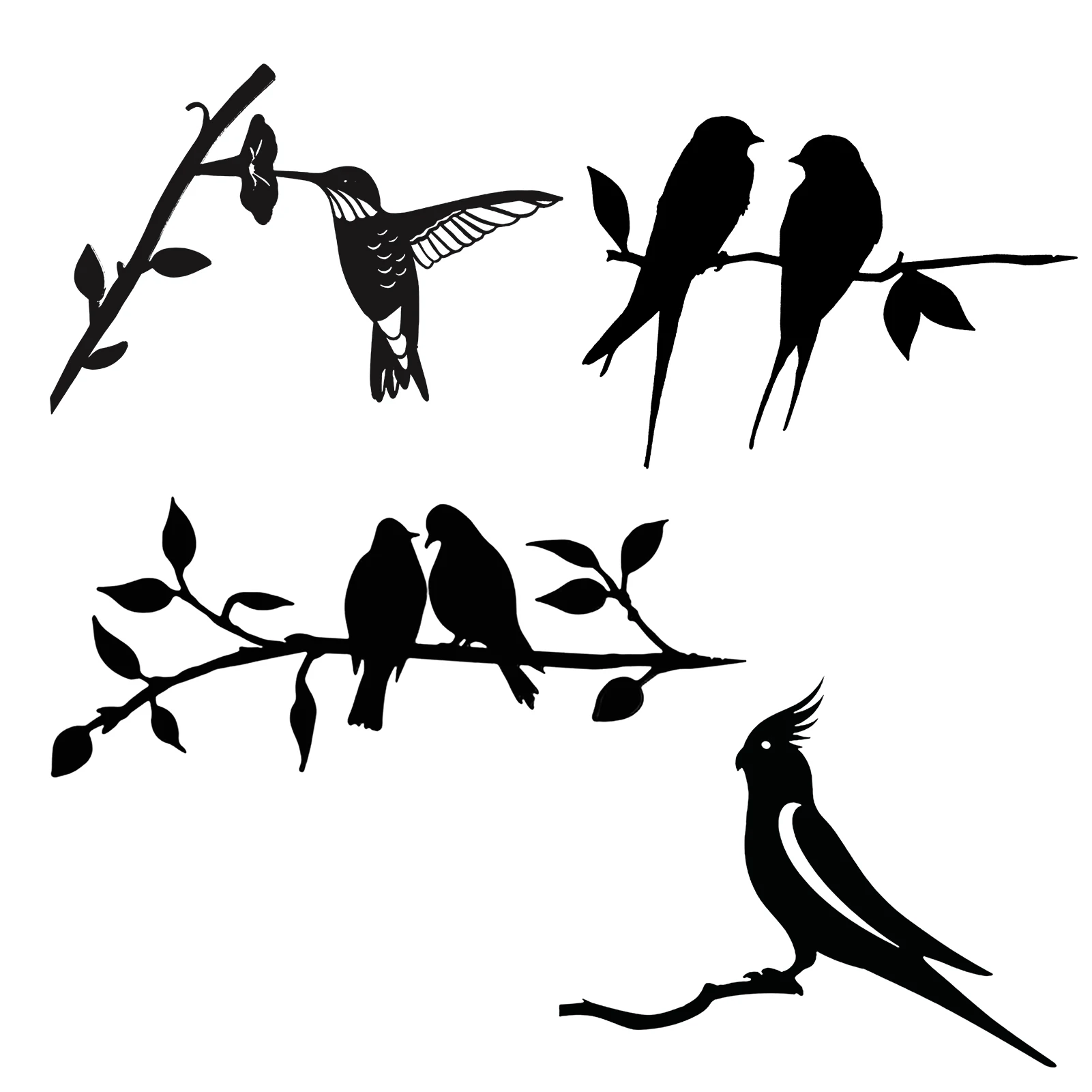 Metal Bird Silhouette Black Wrought Iron Bird Silhouette Birds On The Branch Hummingbird Wall Art Decor For Home Garden Yard