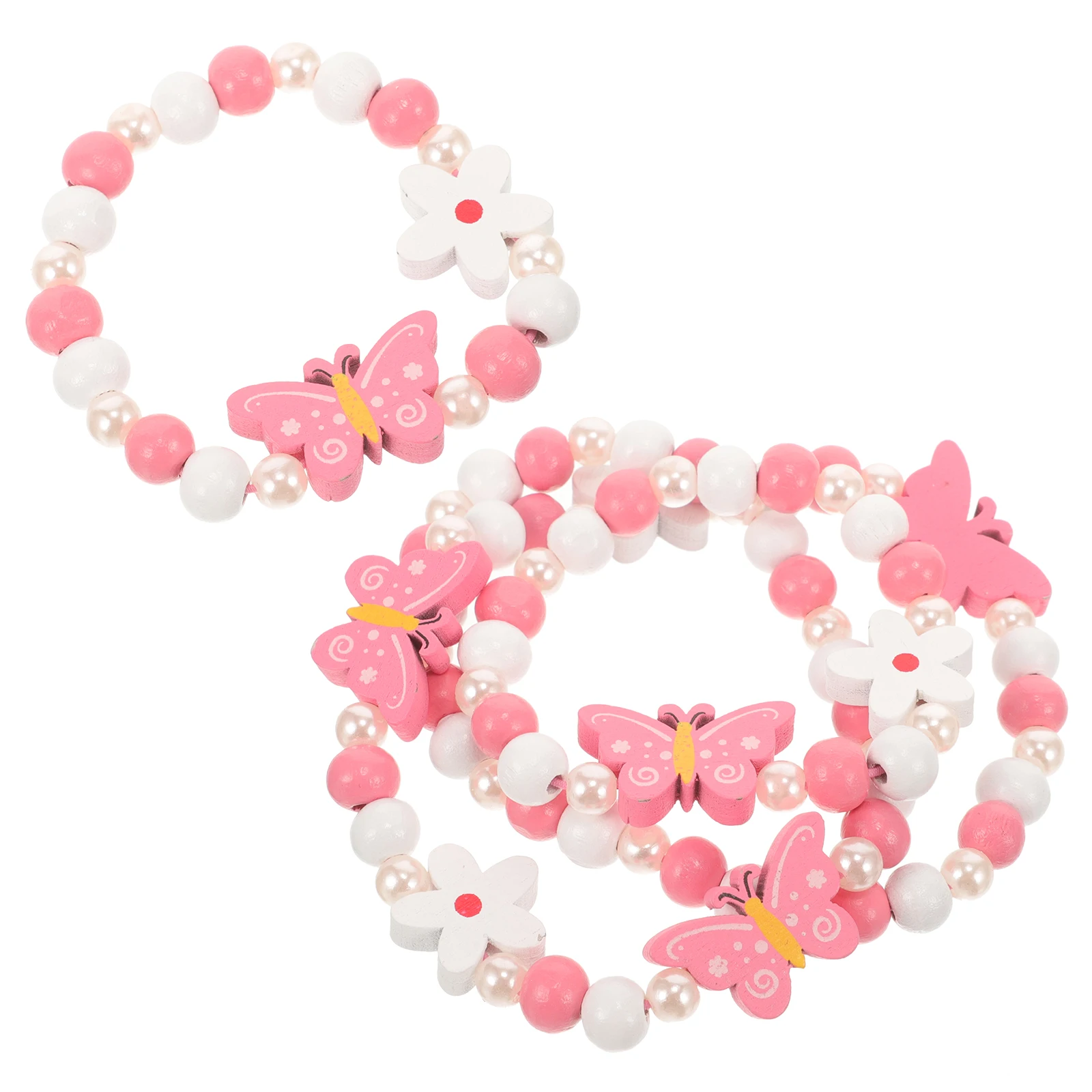 

Children Bracelet Set Girls Necklace Bead Butterfly Jewelry Pink Music Costume Accessories Birthday Christmas Party