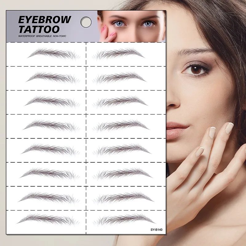 Eyebrow Tattoos Waterproof Stickers Hair Like Long Lasting Water Transfers Sticker Makeup Eye Brow Shaper for Grooming