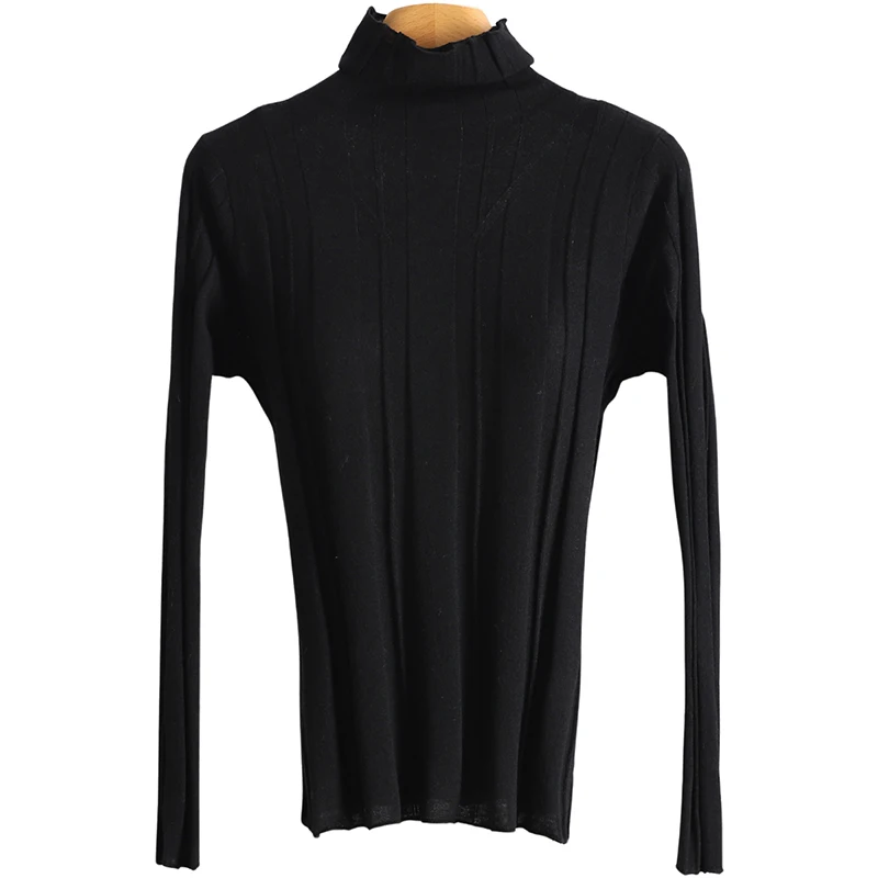 ياو الكورية Sle لون نقي عالية الياقة المرأة تريكو الشتاء رداء علوي من الصوف طبقات تنوعا مباراة تخفيف سليم صالح