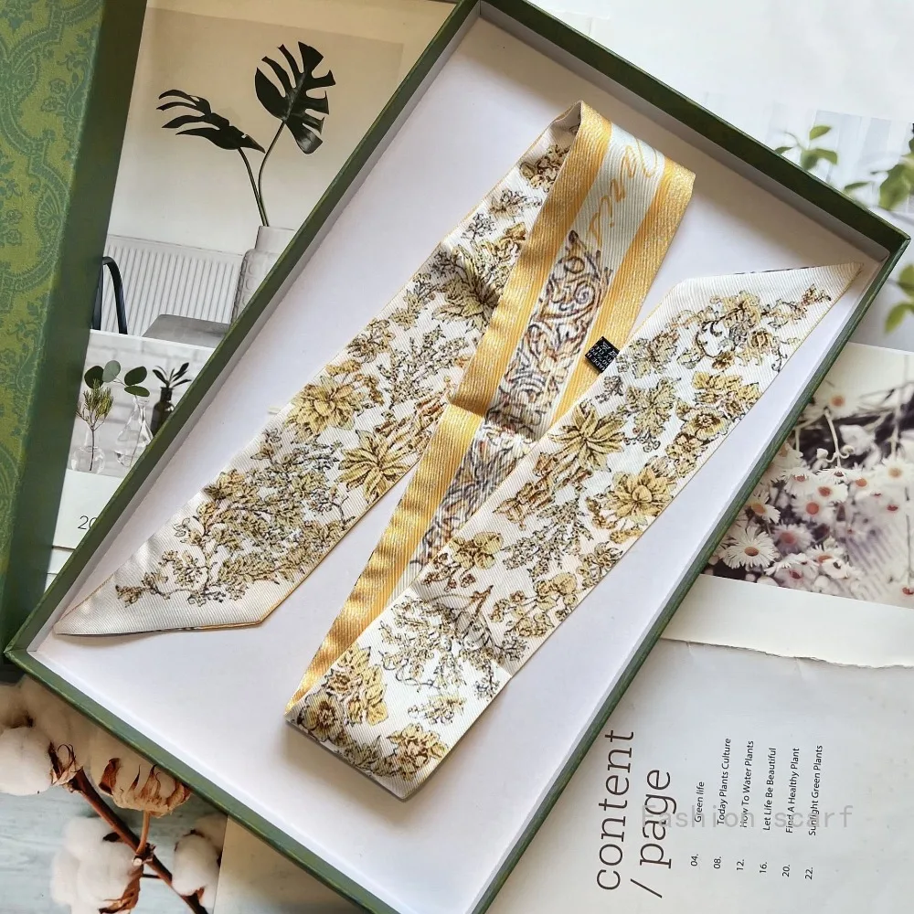 النسخة الكورية من التارو جديد ريترو نبات زهرة المرأة الزخرفية غاسل تعادل حقيبة الشريط وشاح صغير بالجملة وشاح للنساء