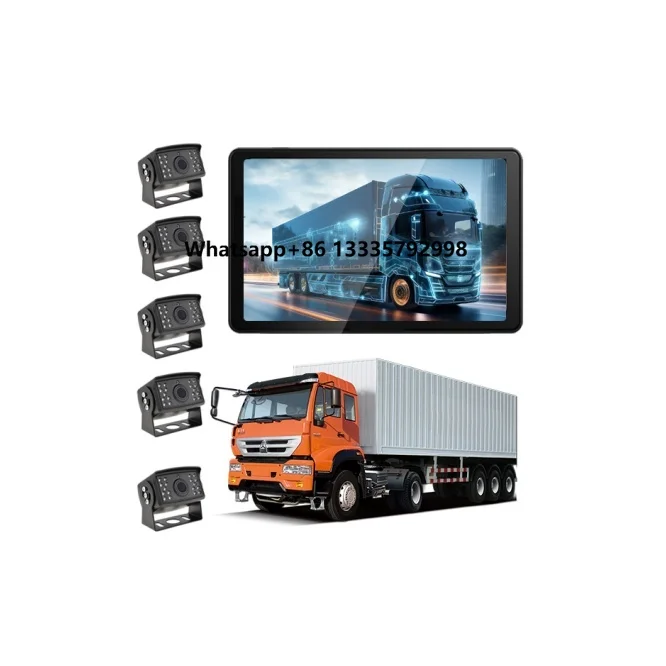 

10.36 Inch 4 Split Screen Truck Buses Dash Cam with 4PCS 1080P Front Rear Wireless WiFi Carplay AndroidAuto