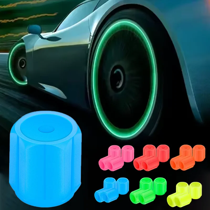 4/8/16Pcs Fluorescent Car Tire Valve Caps Night Glowing Car Motorcycle Bicycle Wheel Styling Tyre Hub Universal Cap Decoration