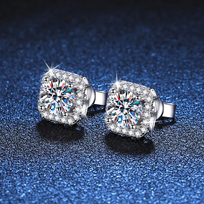 

EUREKA Real 0.5-1 Carat D Color Moissanite Stud Earrings For Women 100% 925 Sterling Silver Sparkling Earring Wedding Jewelry