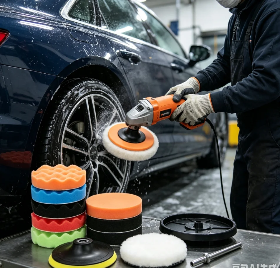 12PCS 3inch Buffing Sponge Pad Set Car Polishing Disc Auto Buffing Waxing Sponge Car Polisher Drill Adapter Cleaning Tool
