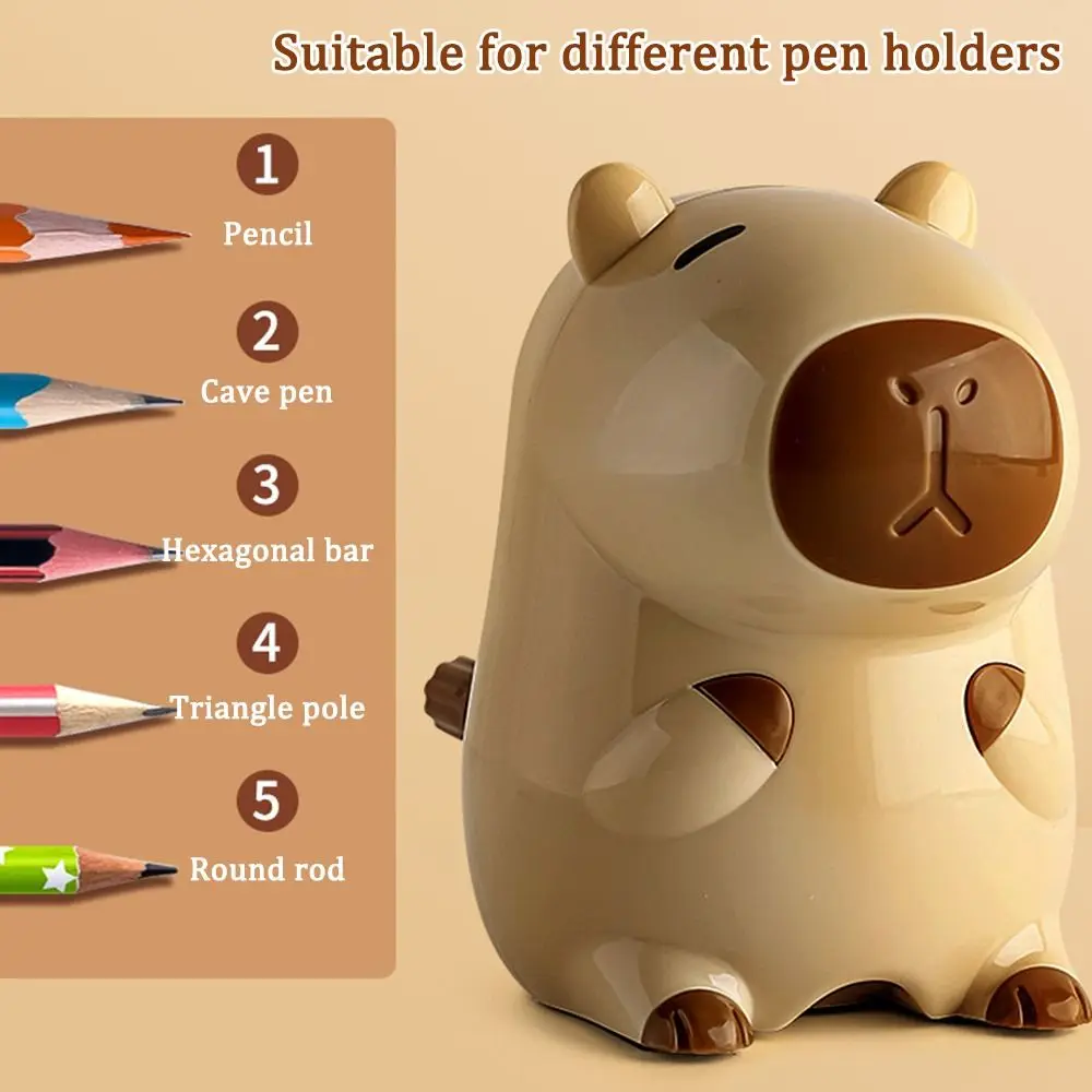 Trendy Cute Capybara Pencil Sharpener Cartoon Mechanical Pencil Sharpening Manual Automatically Enters Sharpening Tools