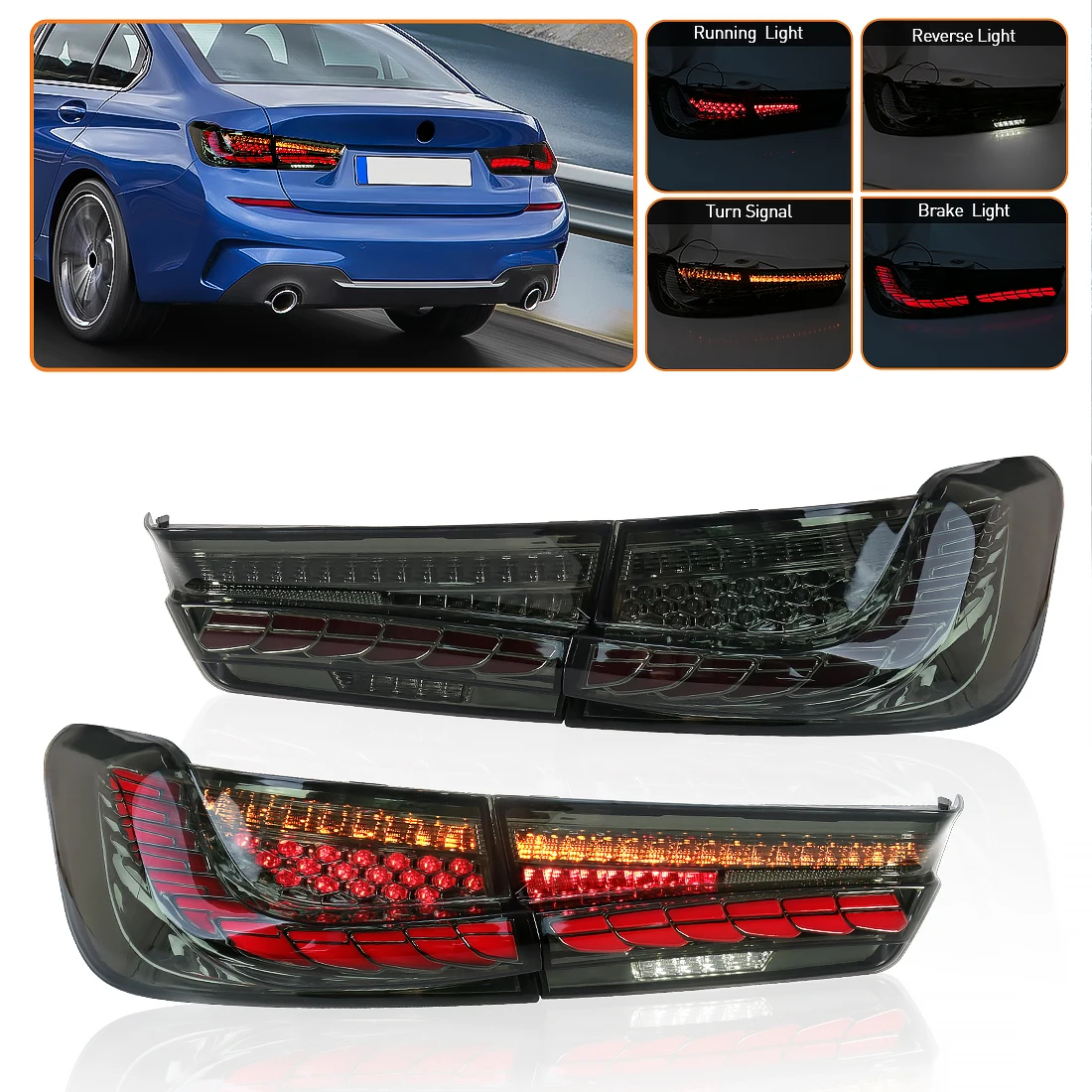 

Светодиодный задний фонарь для BMW 3 серии G20 M3 G80 330 340i 320i 325i 2019 2020 2021 2022 Задний стоп-сигнал указателя поворота 12 В