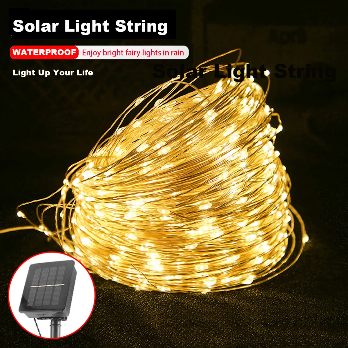 Outdoor Solar Copper Wire Lights, Lâmpada de jardim impermeável, Led Light para férias, Casamento, Quarto, Casa, Decoração do quarto