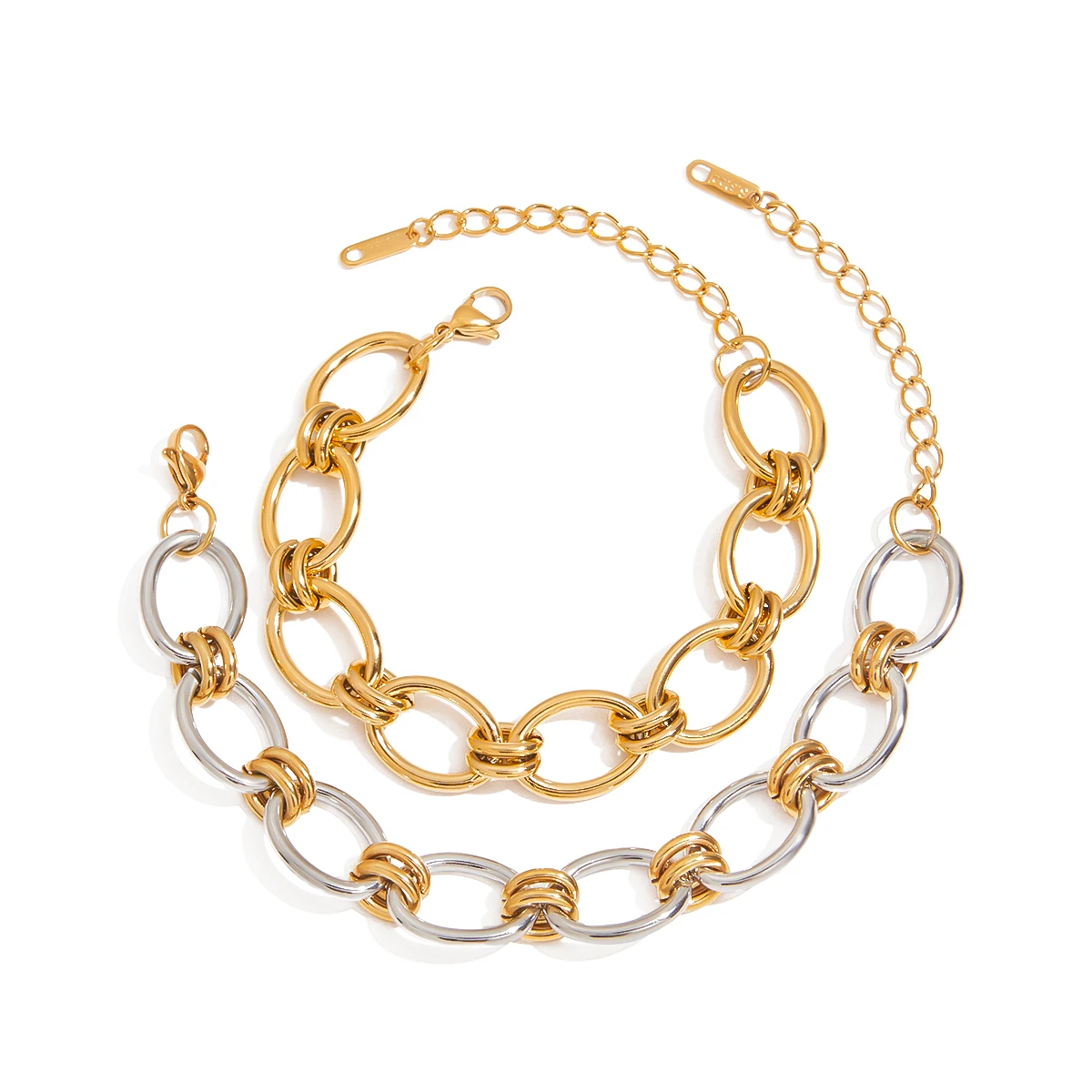 Youthway-pulsera de cadena de acero inoxidable Unisex, accesorios de joyería impermeables, pulsera de cadena ancha minimalista de Color dorado y plateado