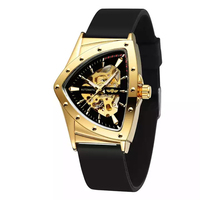 Luxury Automatic Mechanical Watch Black Gold Triangle Steampunk Men Skeleton Dial Watches Male Clock Hombre Relogio Masculino