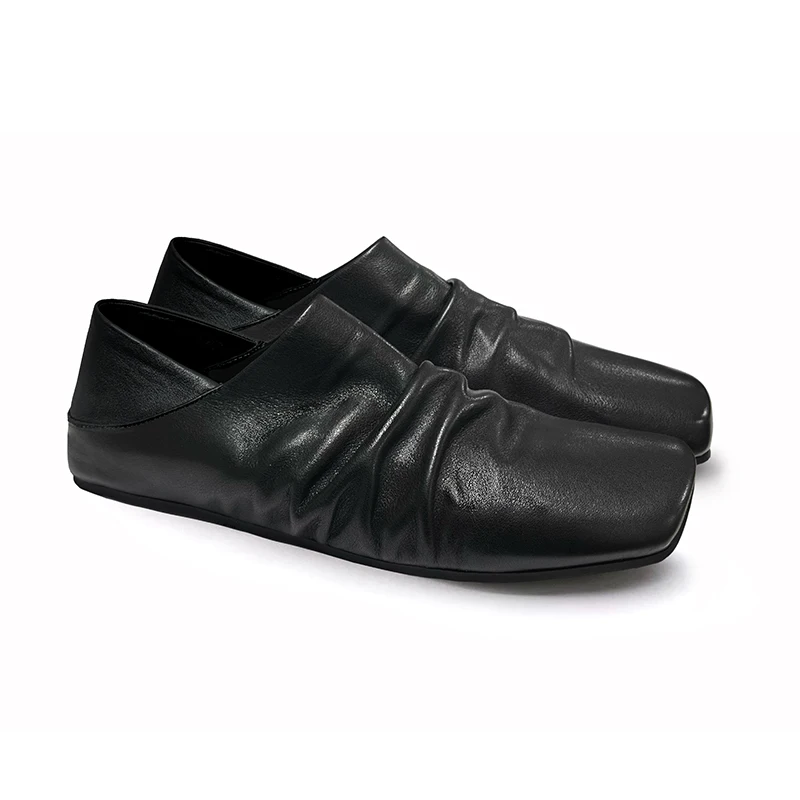 Folded Leather Slippers First Layer Cowhide Ballet Shoes Soft and Versatile Men Slippers