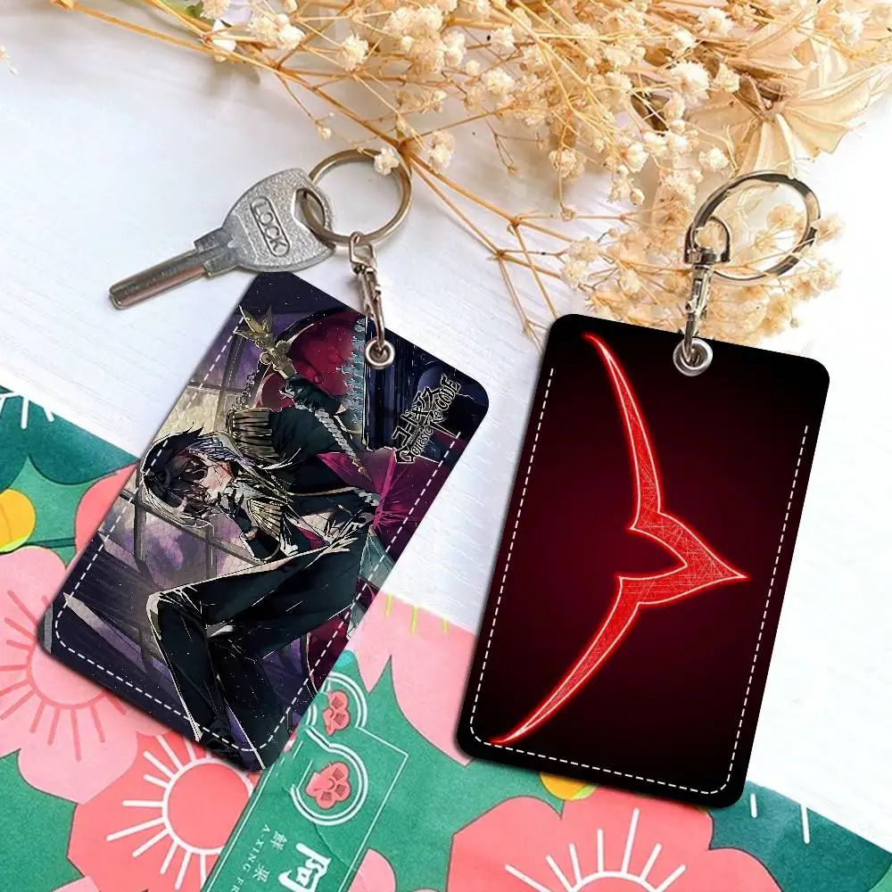 Anime Julius Kingsley Code Geass rectángulo funda para tarjeta de identificación llavero bolsa para tarjeta de acceso etiqueta para llave anillo tarjetero de cuero llavero