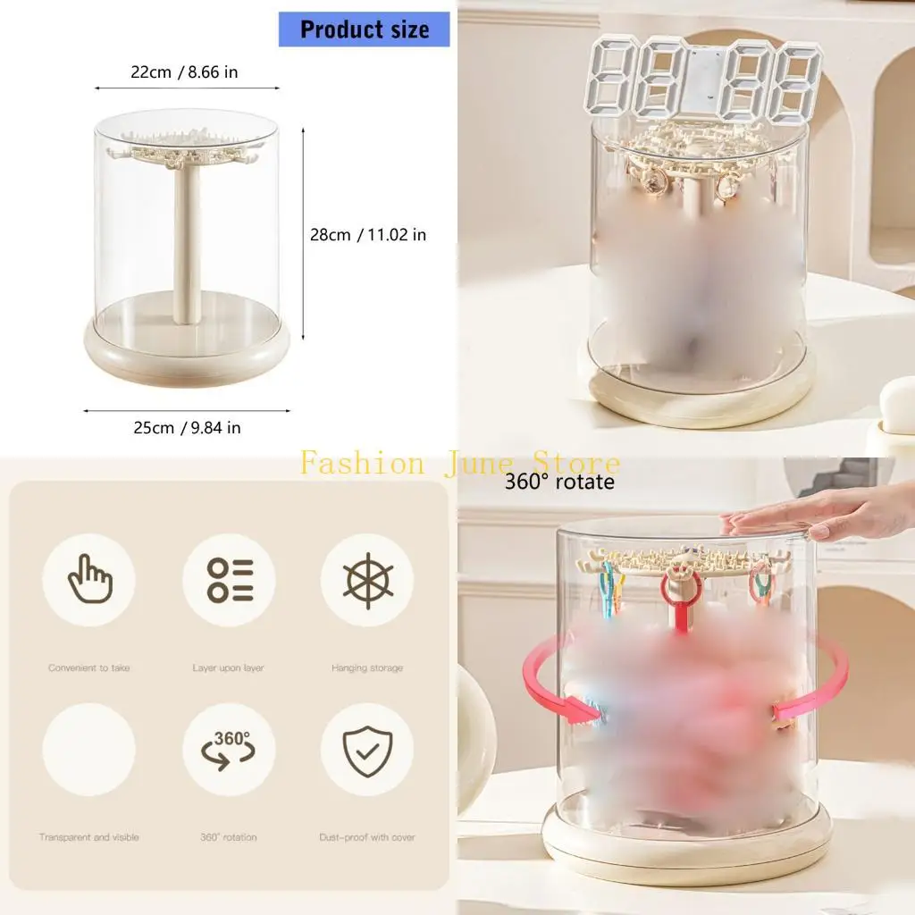 N5KA Rotating Display Case For Jewelry Collectibles 360 Degree View Shatter Resistant Dustproof Storage Stand