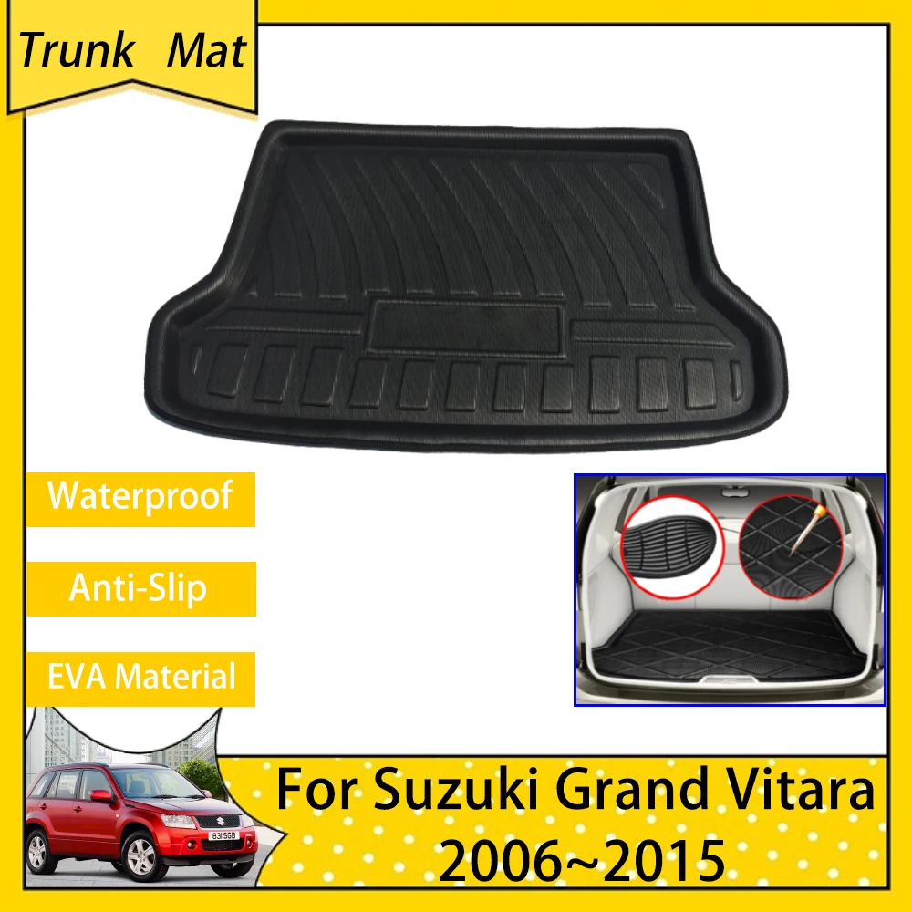 Car Trunk Mats for Suzuki Grand Vitara Nomade Accsesories 5 Doors 2006~2015 Rear Luggage Boot Floor Cargo Carpet 2007 2008 2010